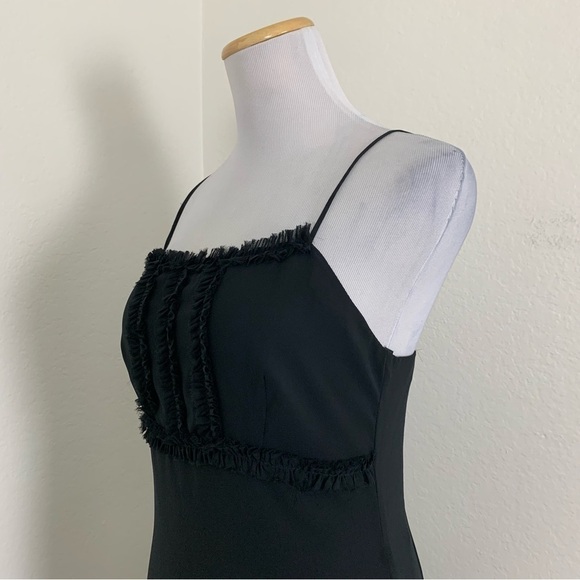 Vintage CDC Petites Y2K 90s Ruffle Spaghetti Strap Little Black Dress - Picture 7 of 14